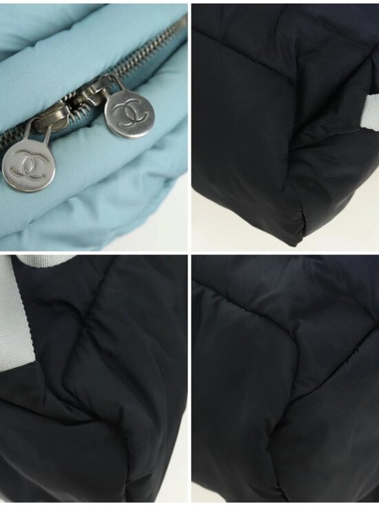 CHANEL Doudone Backpack Nylon Blue Silver CC Auth mr2366SAM main image 11